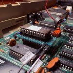 Side view of kernal switcher installed on Commodore 64 mainboard